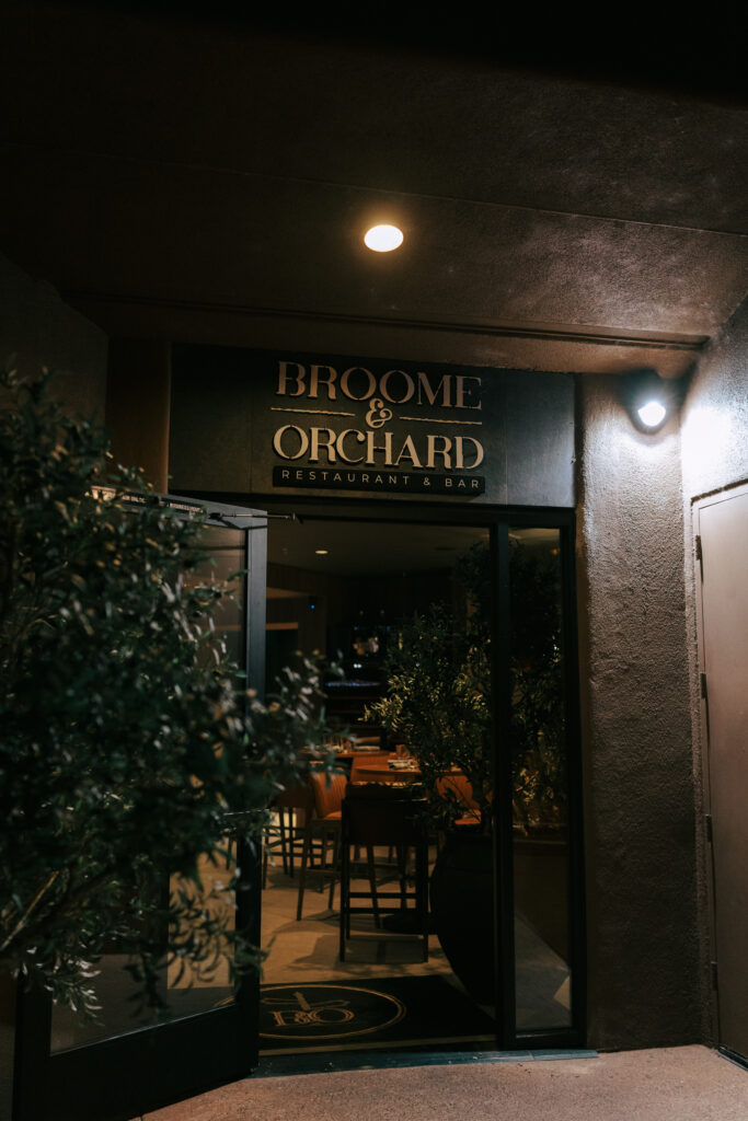 Entrance of Broome and Orchard restaurant in Sedona Arizona, a popular elopement dinner destination