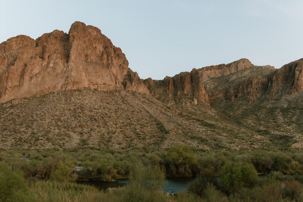 Mountain and desert plant views from the Salt River photoshoot location in Arizona